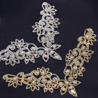 1pcs glass crystal Sewing rhinestone applique V neckline collar trim for women dress sew on