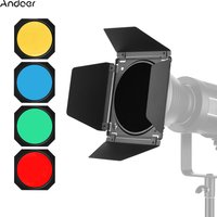 Andoer Photography Light Barn Door Barndoor Kit with Honeycomb Grid 4pcs Color Filters for 7 Inch Standard Reflector Strudio