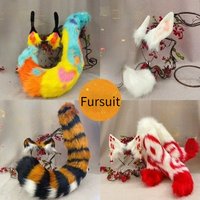 Hand Made Tiger Fox Bunny Rabbit Ears Mouse Headwear Tail Set Fursuit Cosplay Costume Accessories Halloween Party Outfit
