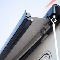 S27 RV Awning with LED Strip, Aluminum Side Mount Retractable Camper Caravan Motorhome Shade Canopy for Camping