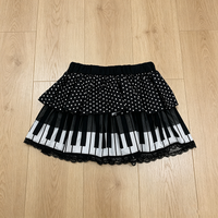 Women's Y2K Tiered Mini Skirt Black White Polka Dot Piano Print Lace Trim A-Line Ruffle Layered Skirt Spring Summer