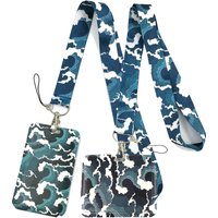 Kanagawa Hokusai Wave Horizontal Neck Strap Lanyards ID badge card holder keychain Mobile Phone Gift Ribbon webbing necklace