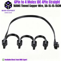 6Pin to 4x Molex IDE 4Pin, Peripheral PATA Power Cable for Corsair CX850M, CX750M, CX600M, CX500M, CX450M, CX430M Modular Powers