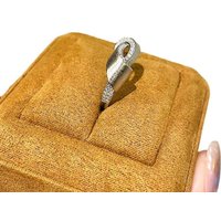 Vintage intertwined brushed rings for women light luxury diamond inlay silver 925 shiny Mobius Ring banquet jewelry gift