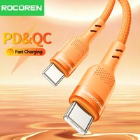Rocoren USB Cable PD60W USB C to Type C Cable for Huawei Xiaomi Samsung USB C Fast Charging Chager Cable Wire Cord Type-C Cable