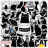 Kawaii Funny Black Cat Stickers DIY Kids Toys Gift Decorative Decal for Phone Laptop Scrapbook Diary Luggage Bottles Waterproof
