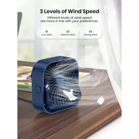USB Desk Fan Strong Airflow & Quiet Operation 3 Speed Wind Mini Table Fan 360° Rotatable Head for Home Office Bedroom Table