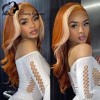 Honey Orange Blue Brown Lace Front Long Straight Human Hair Wig Wear And Go For Women Cosplay Colored Glueless Wigs Extensions