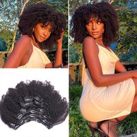 3C 4A Clip In Human Hair Extensions For Black Women Brazilian Remy Afro Kinky Curly Clip Ins Hair Bundles 110g/set 8pcs Luffy