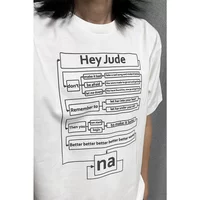 Retro Hey Jude Graphic Short-sleeved Crew Neck T-shirt, Women's, Fashionable, Casual, Retro 80s and 90s Style.graphic T Shirts