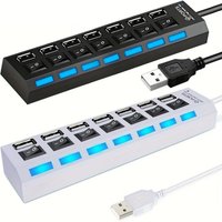 USB 2.0 Hub 4/7 Port Splitter Power Adapter With ON/OFF Switch Multiple Expander HUB For PC Laptop MacBook Desktop Accessories