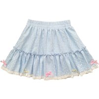 Kawaii Lolita Blue Plaid Mini Skirt Women Harajuku Y2k Aesthetic Bow Short Skirts Japanese Preppy Style Pleated Fairy Skirt 2024