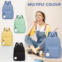 Elegant Casual Daypack, Solid Nylon Backpack with Adjustable Shoulder Strap and Pom Pom Charm for Women Daily Use All Occasions