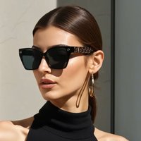 High-End Personalized Fashion Sunglasses, Light Luxury Retro Letter-Decorated Sunglasses Women's Outdoor Casual Sunglasses UV400