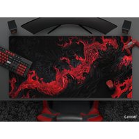 Cool Black And Red Mousepad, Abstract Lava Flow Desk Mat,Large Mouse pad For Gaming Home Office, Accessories,Cool Gift For Gamer