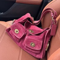 Vintage Suede Shoulder Bag Casual Commuter Pillow Bag Single Shoulder Crossbody Bag Style Multi-pocket Large Capacity Tote Bag
