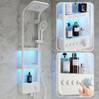 Modern High End Bathroom Shower Faucet Set Rainfall Waterfall Mixer Taps Smart LED Display Rain Showers Panel System with Lamp