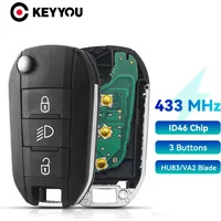 KEYYOU For Peugeot 208 2008 301 308 5008 508 For C4 Cactus 2014+ Hella HU83 VA2 434MHz FSK ID46 PCF7941 Remote Car Key