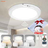 Lampa sufitowa LED z czujnikiem ruchu, pilotem, ładowaniem USB, montażem magnetycznym, okrągła, do schodów, sypialni, szafy, lampka nocna.