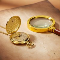 Men's Gold Pocket Watch with Vintage Chain - Round Quartz Movement, Classic Souvenir Gift for Special Occasions