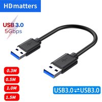 USB 3.0 Cable with Double USB A Male Plug Short USB 3.0 Male to Male Cord for HDD Enclosure,USB 3.0 hub,Cooling fan,USB Switch