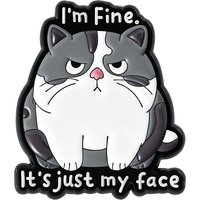 I'm Fine It'S Just My Face Brooch Enamel Pins Funny Sarcastic Impatience Expression Cat Brooches Bags Lapel Badge Jewelry Gift