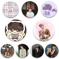 S-Seungmin Badges Anime Round Laser Badge Cartoon Brooch Clothes Backpack Accessories Lapel