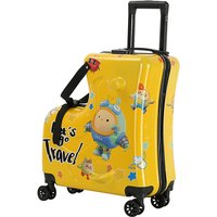 New Cartoon Ride-On Suitcase 20 Inch - Kids TSA Lock Luggage with Silent Wheels, Lightweight Carry-On for Boys & Girls Airplane