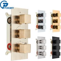 Brushed Gold Thermostatic Shower Mixer Valve Brass 3-ways Mixer Valve Thermostate Control Valve Wall Concealed Shower Valve