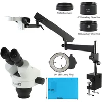 Articulating Arm Clamp Stand 3.5X-90X Zoom Stereo Binocular Microscope 0.5X 1X 2X Objective Lens For Jewelry Identification