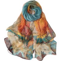 Summer Women Birch Forest Landscape Thin Soft Beach Silky Georgette Scarf Shawls 160cm Long Wraps Beach Sunscreen Hijab