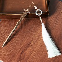 Sword Hairpin Tassel Coiled Hair Hairpin Ancient Style Hanfu Hair Tie Shaking Head Hairpin Simple Ancient Style Headwear
