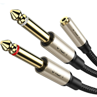 3.5mm To 6.35mm Extension Cable 1/8 Inch TRS Female To Dual 1/4 Inch TS Male Plug Stereo Audio Cable for Amplifier DVD Speaker