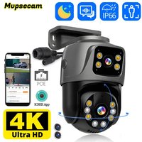 8MP 4K Dual Lens POE IP Camera PTZ Dual Screens Smart Home 360° PTZ Wired Video Surveillance Camera Motion Detection CCTV ICsee