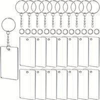 90PCS Acrylic Transparent Keychain Blanks Rectangle Song Key Chain Transparent Keychain Rings DIY Projects and Crafts