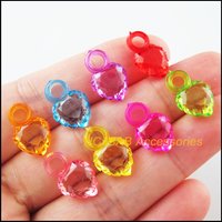 100Pcs Clear Mixed Plastic Acrylic Tiny Heart Charms Pendants 10x16mm