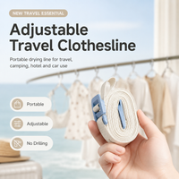 Portable Adjustable Clothesline Nylon Travel Laundry Rope Windproof Indoor Outdoor Drying Line with 34 Hanging Holes
