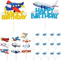 Aircraft Birthday Decor Airplane Happy Birthday Cake Topper Airplane Pilot Party Decoration Kids Plane Theme Party Baby Shower