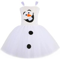 Snowman Olaf Costume for Toddler Girls Christmas Halloween Holiday Fancy Clothes White Snow Man Cosplay Kids Cartoon Tutu Dress