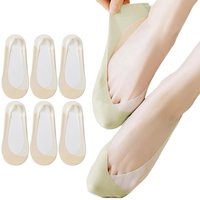 Caudblor 6 Pack Thin No Show Socks For Women Flats, Invisible Non Slip Low Cut Liner Sock With Heel Tab For Loafers, Size 5-8