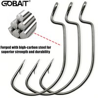 20PCS Wide Gap Worm Hooks Texas Rig Jig Crank Big Bass Hook Black High Carbon Steel Offset Barbed Hook for Soft Fishing Lure