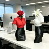 Sexy Secretary Vase 3D Printed Female Body Pen Pencil Holder Modern Art Bust Sculpture Creative Flower Pot Home Desktop Decor
