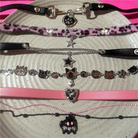 Goth Punk Cute Cartoon Cat Claw Heart Star Pendant Choker Necklaces For Women Girl Y2K Trendy Charms Grunge Jewelry Accessories