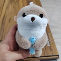 Kawaii Otter Holding Fish Plush Doll Keychain Lightweight Hanging Pendant Props for School Bag Key Wallet Doll Toy Keyring Gifts