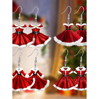 Christmas Red Princess Dress Acrylic Earrings Hanging Pendant Creative Xmas Girl Gift Fashion Women Ear Jewelry Decoration
