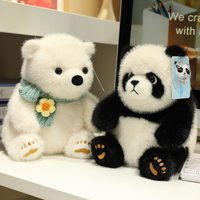 Realistic Lovely Giant Panda Polar Bear Plush Toy Simulated Precious Animal Kawaii Panda Doll Soft Pillow for Kids Birthday Gift