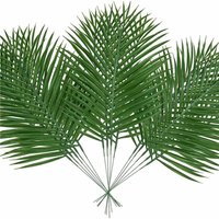 10Pcs Golden Artificial Palm Leaves Fake Tropical Plant Faux Flowers For Indoor Outdoor Home DIY Vase Filler Wedding Party Decor