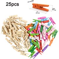 25pcs Natural Wooden Clips Clothespins Decorative Photos Papers for Memo Office Clothespin Clothes Pegs School Toy 25mm