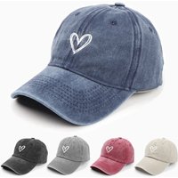 Versatile Peach Heart Embroidery Washed Old Spring And Summer Baseball Hat Women's Thin Couple Soft Top Cap Men's Tide
