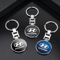 Metal Car Keychain Badge Emblem For Hyundai Tucson Accent Elantra Santa fe Sonata I10 I20 I30 Ix35 I40 Key Chain Rings Accessory